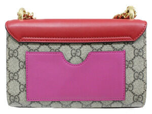 Gucci Leather Shoulder Pink Supreme GG Red Bag